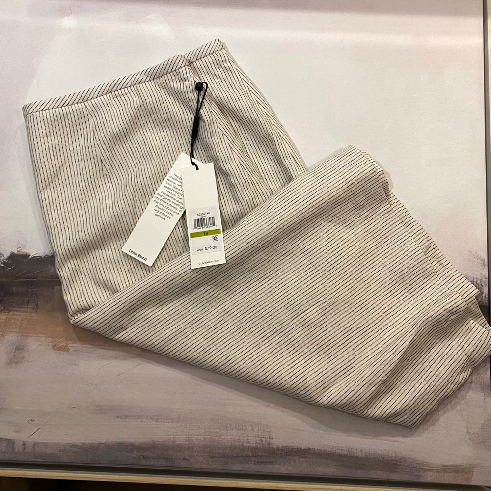 🌼✨White/Cream and Black Linen Pencil Skirt for Work or Office Casual Modern✨🌼